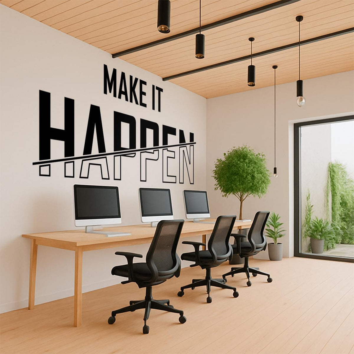 Motivational "Make It Happen" Vinyl Wall Decal for Office Decor