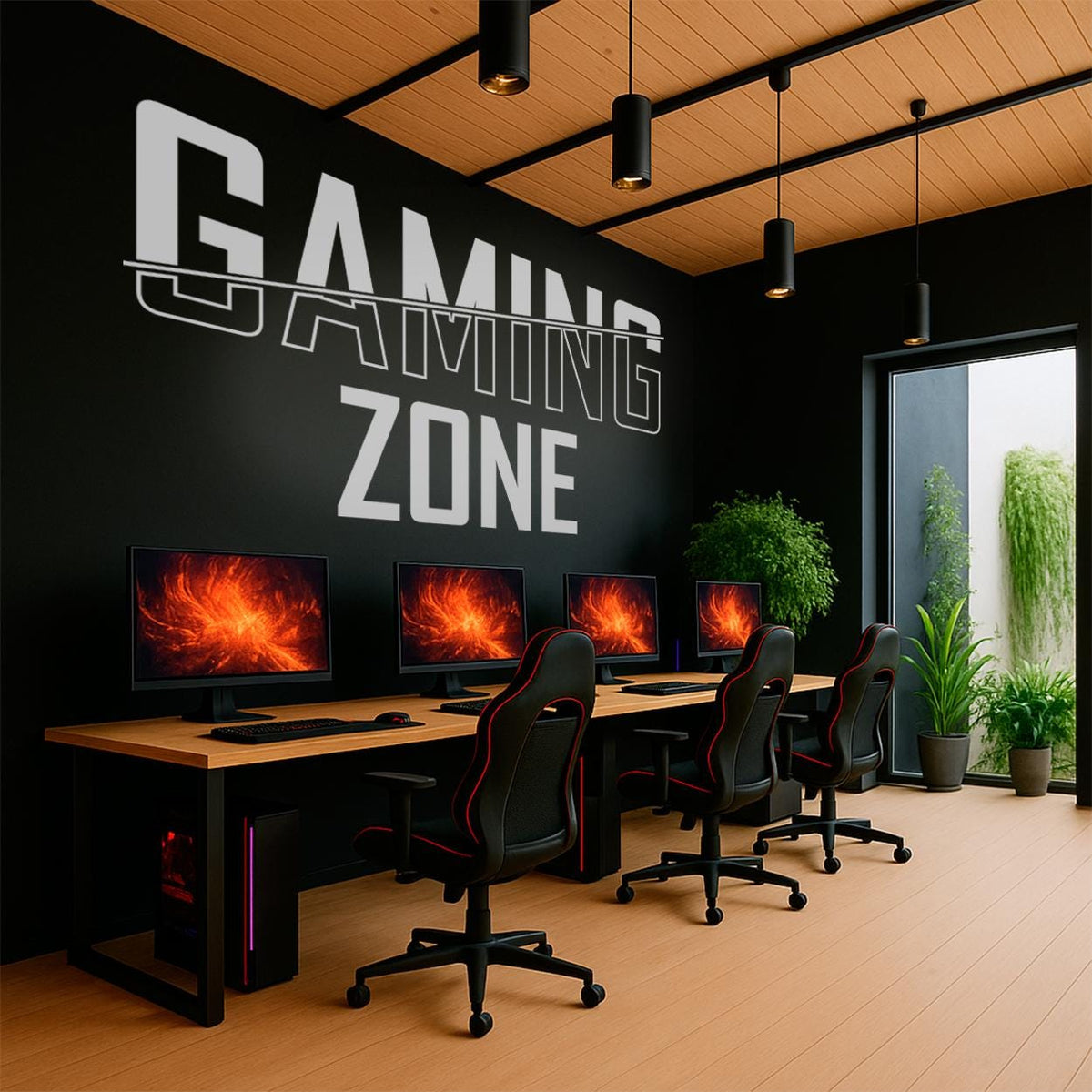 Minimalist Gaming Zone Vinyl Wall Decal: Modern Gamer Room Decor