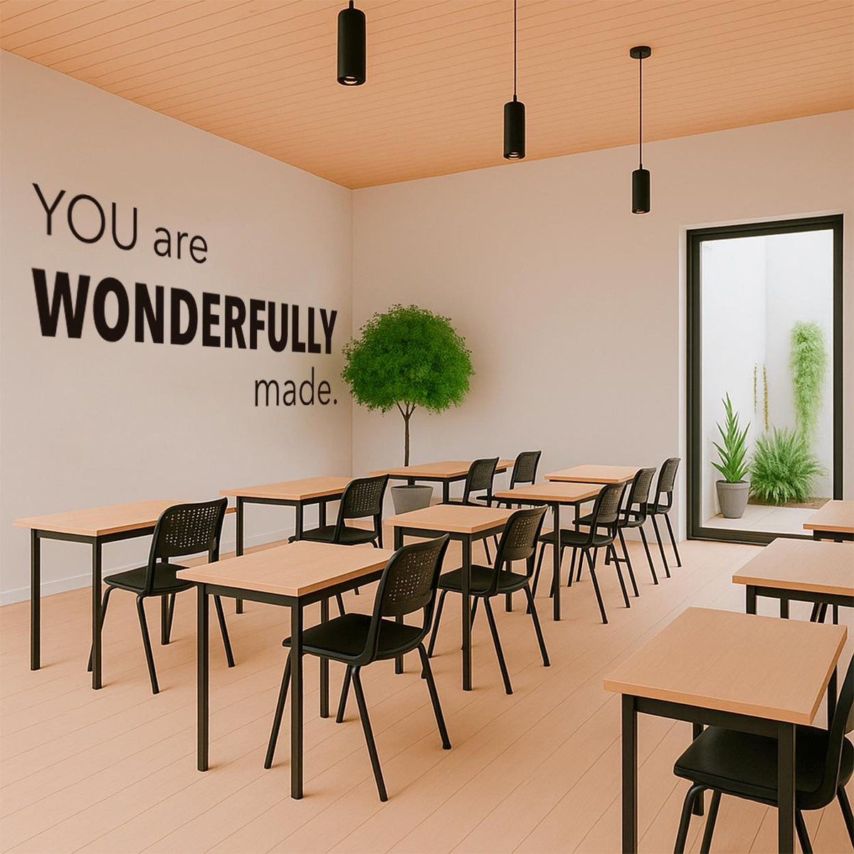 Minimalist 'You Are Wonderfully Made' Vinyl Wall Decal | Nursery, Kids, Classroom | Psalm 139:14