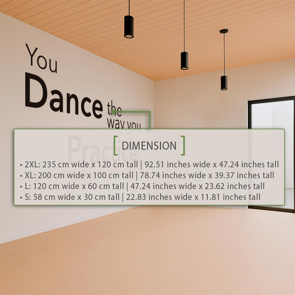 Dance Studio Wall Decal: Inspirational Practice Quote, Motivational Dance Art