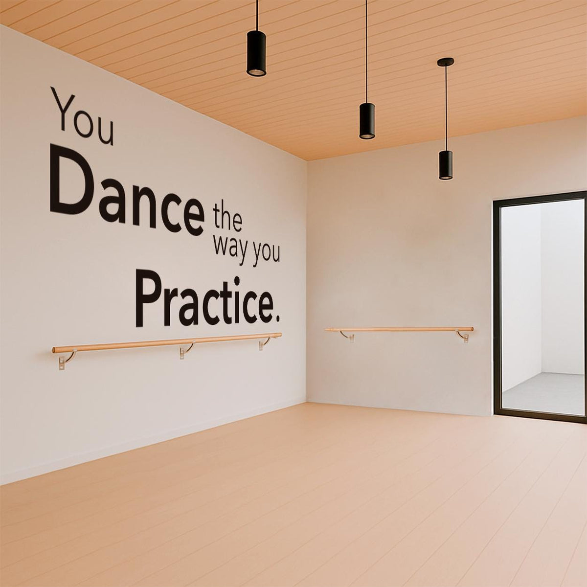 Dance Studio Wall Decal: Inspirational Practice Quote, Motivational Dance Art