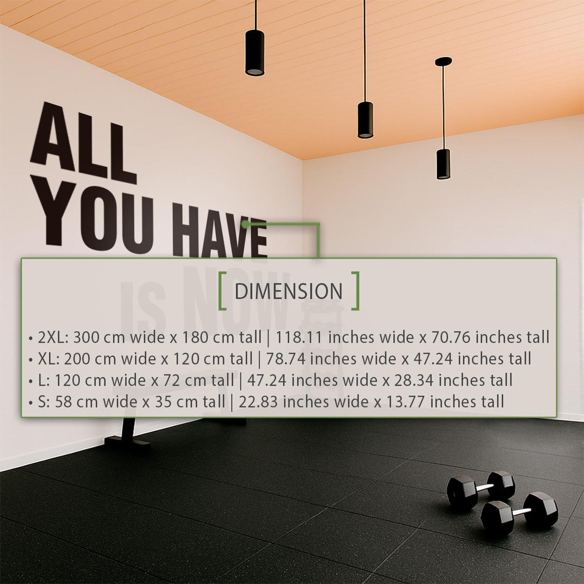Gym Wall Decal - 'All You Have Is Now' Minimalist Vinyl Motivational Fitness Art