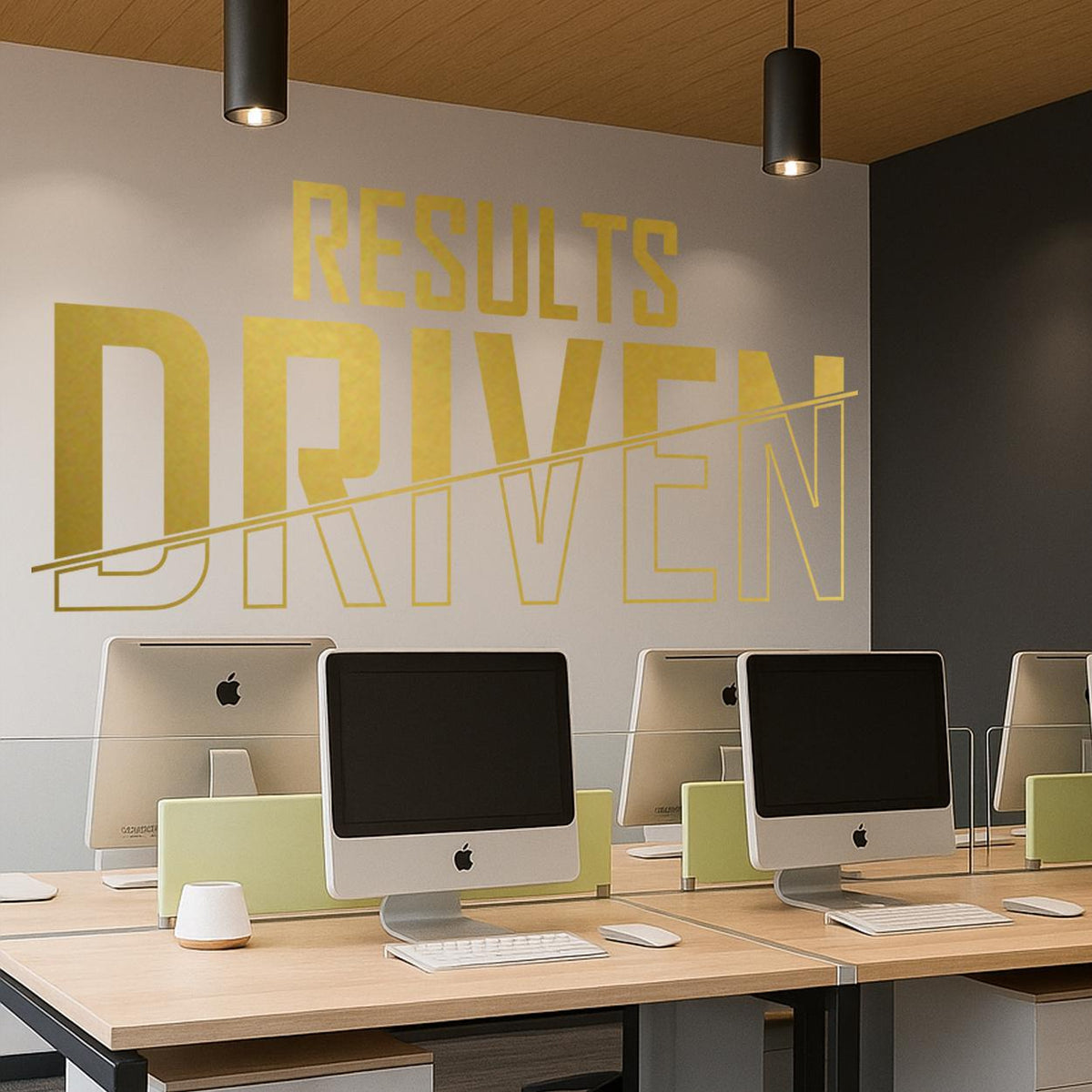 Results Driven Motivational Wall Decal: Office Decor Inspirational Quote Sticker Vinyl Art