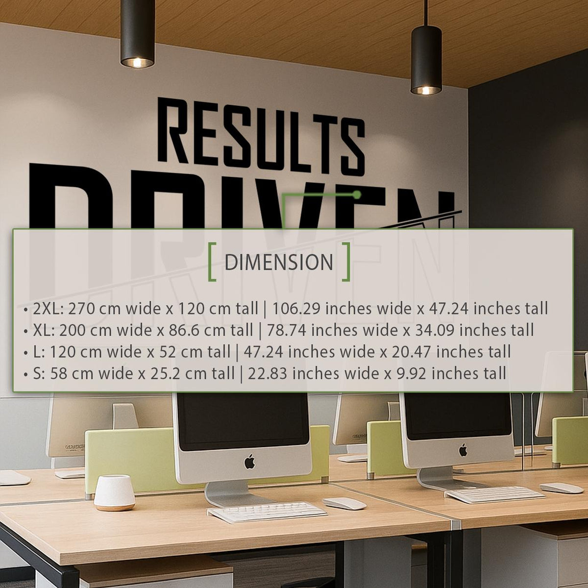 Results Driven Motivational Wall Decal: Office Decor Inspirational Quote Sticker Vinyl Art