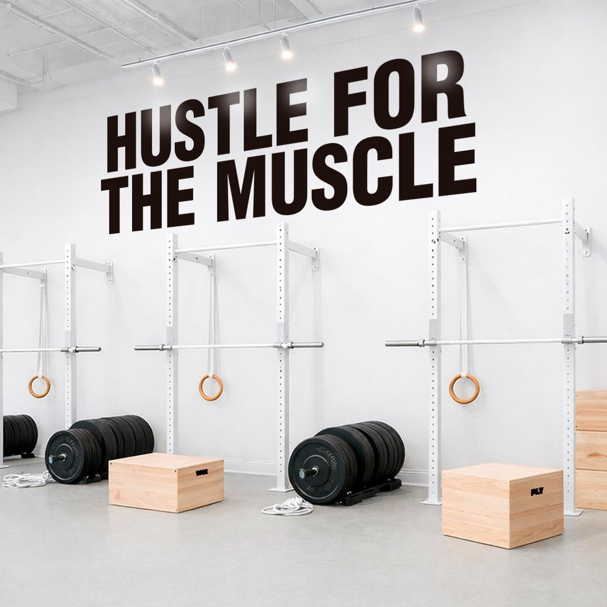 Hustle for Muscle Gym Wall Decal: Motivational Fitness Vinyl Sticker Quote