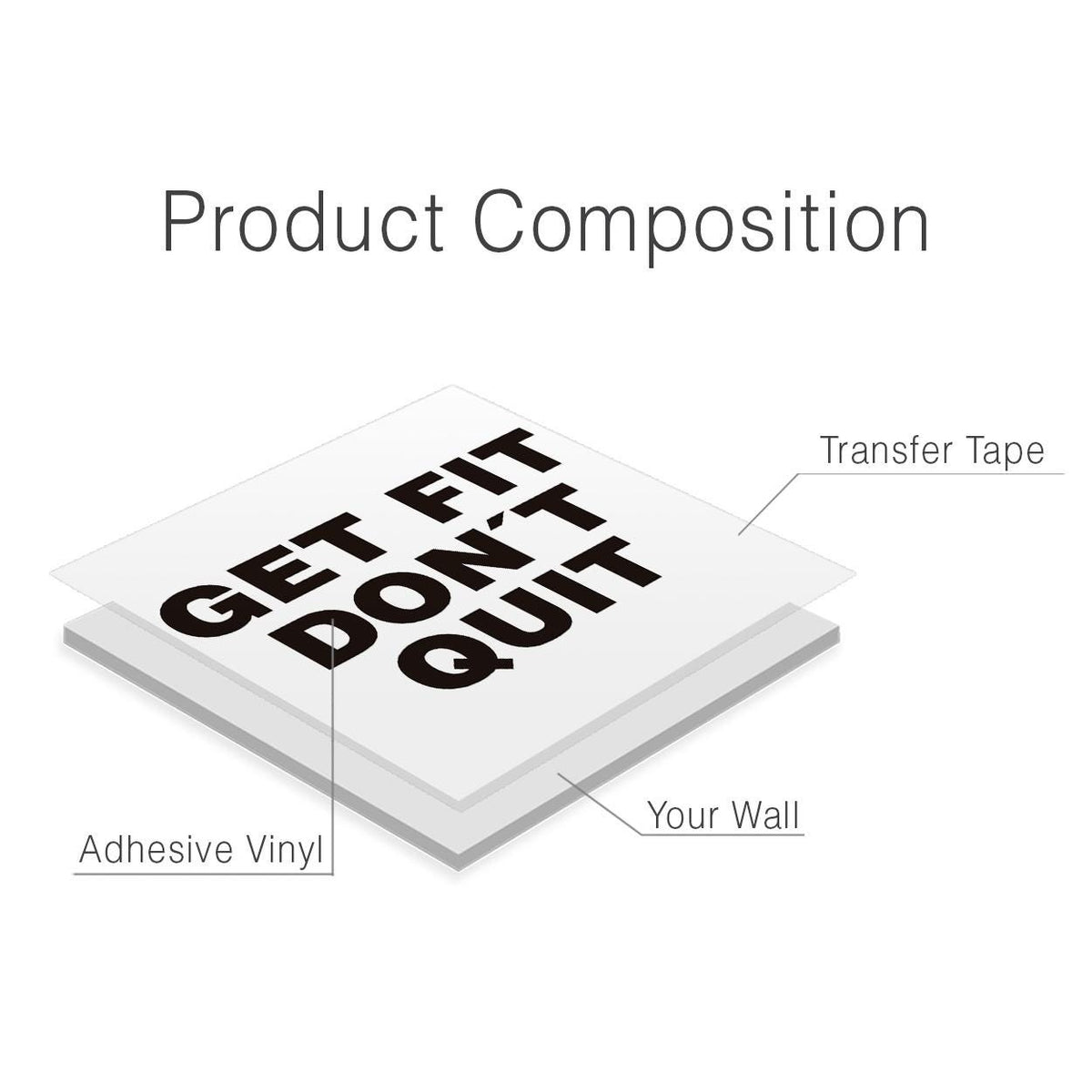 Get Fit Don't Quit Vinyl Wall Decal | Minimalist Gym Decor Sticker