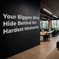Motivational Office Wall Decal: "Your Biggest Wins Hide Behind Hardest Moments" Vinyl Quote