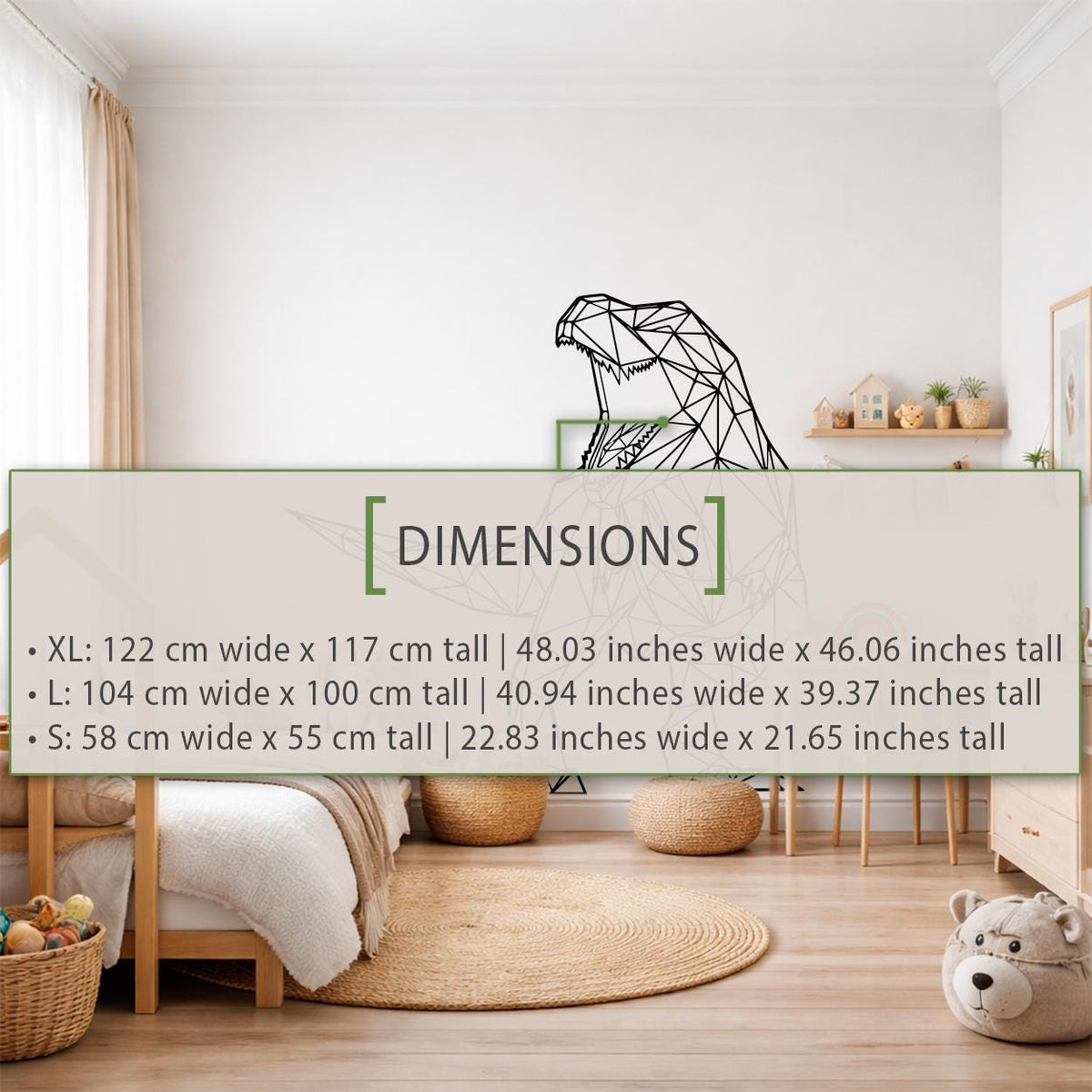 Geometric T-Rex Wall Decal: Modern Dinosaur Art, Large Matte Vinyl Kids Room Decor