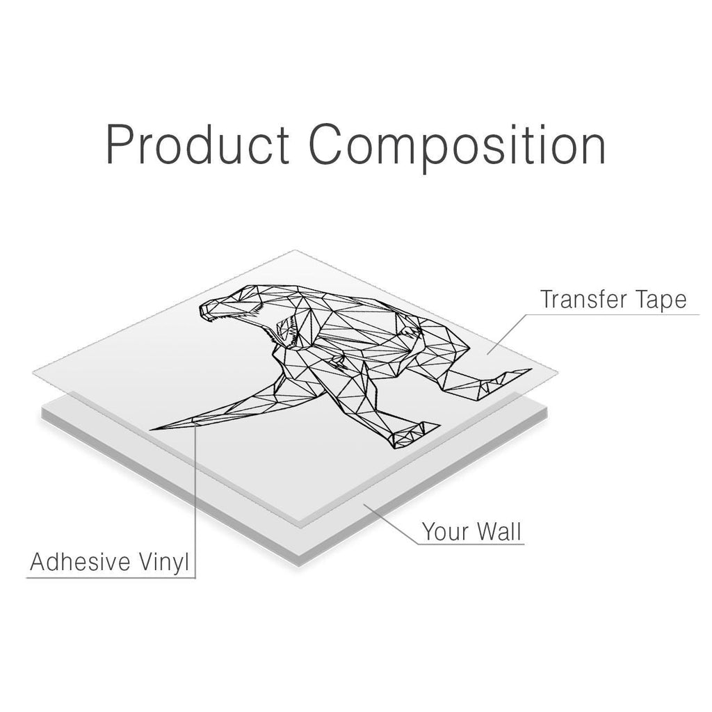 Geometric T-Rex Wall Decal: Modern Dinosaur Art, Large Matte Vinyl Kids Room Decor