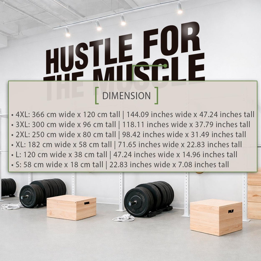 Hustle for Muscle Gym Wall Decal: Motivational Fitness Vinyl Sticker Quote