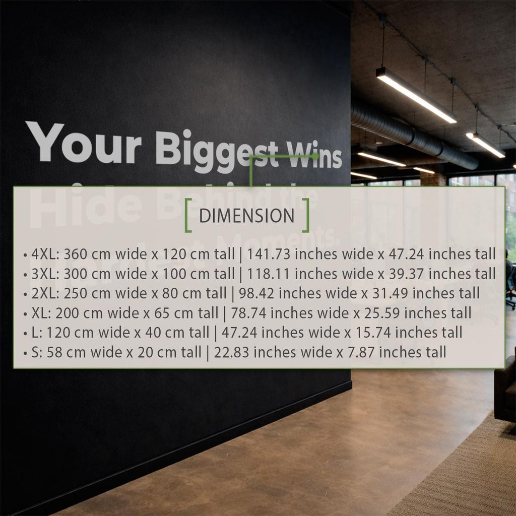 Motivational Office Wall Decal: "Your Biggest Wins Hide Behind Hardest Moments" Vinyl Quote