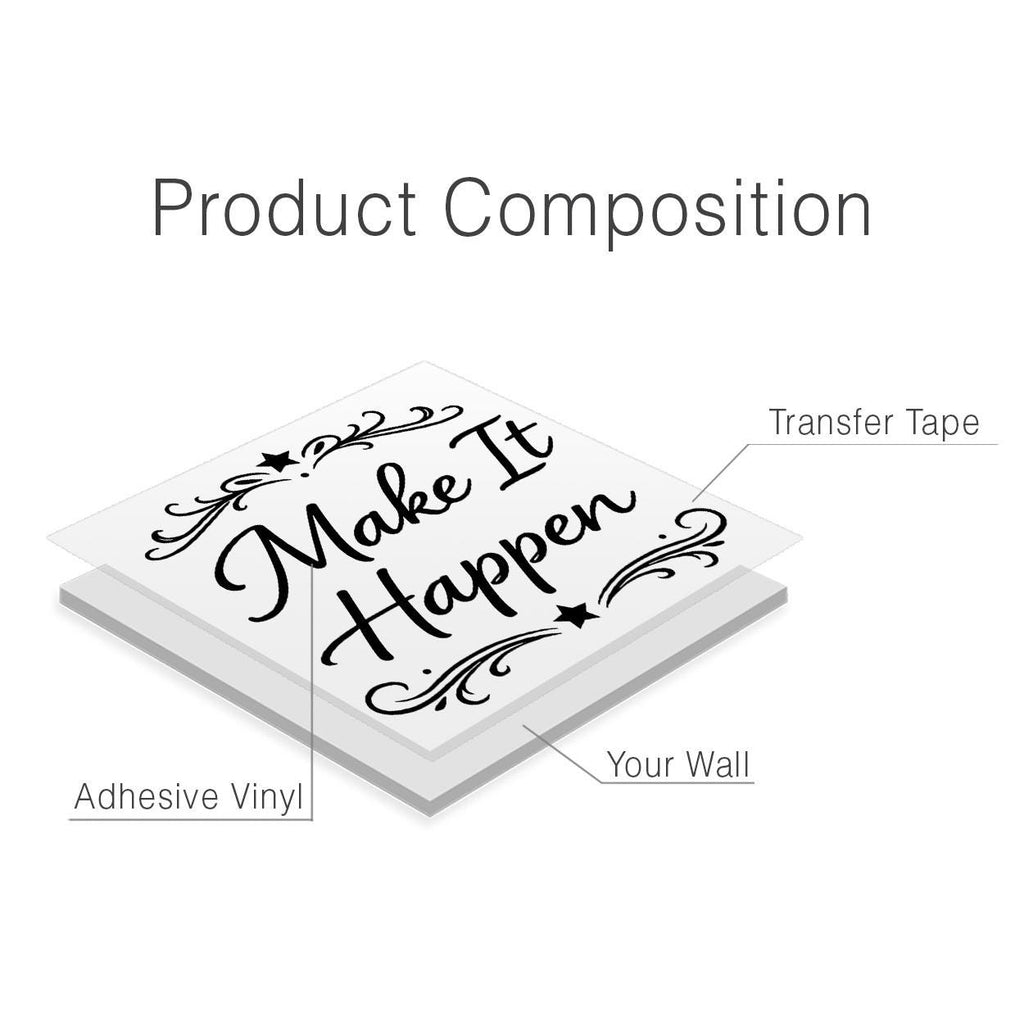 Make It Happen Wall Decal, Motivational Quote, Minimalist Office Decor, Vinyl Lettering