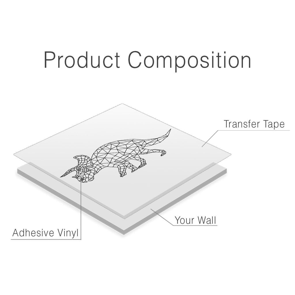 Geometric Triceratops Wall Decal: Modern Dinosaur Vinyl Sticker for Kids Room