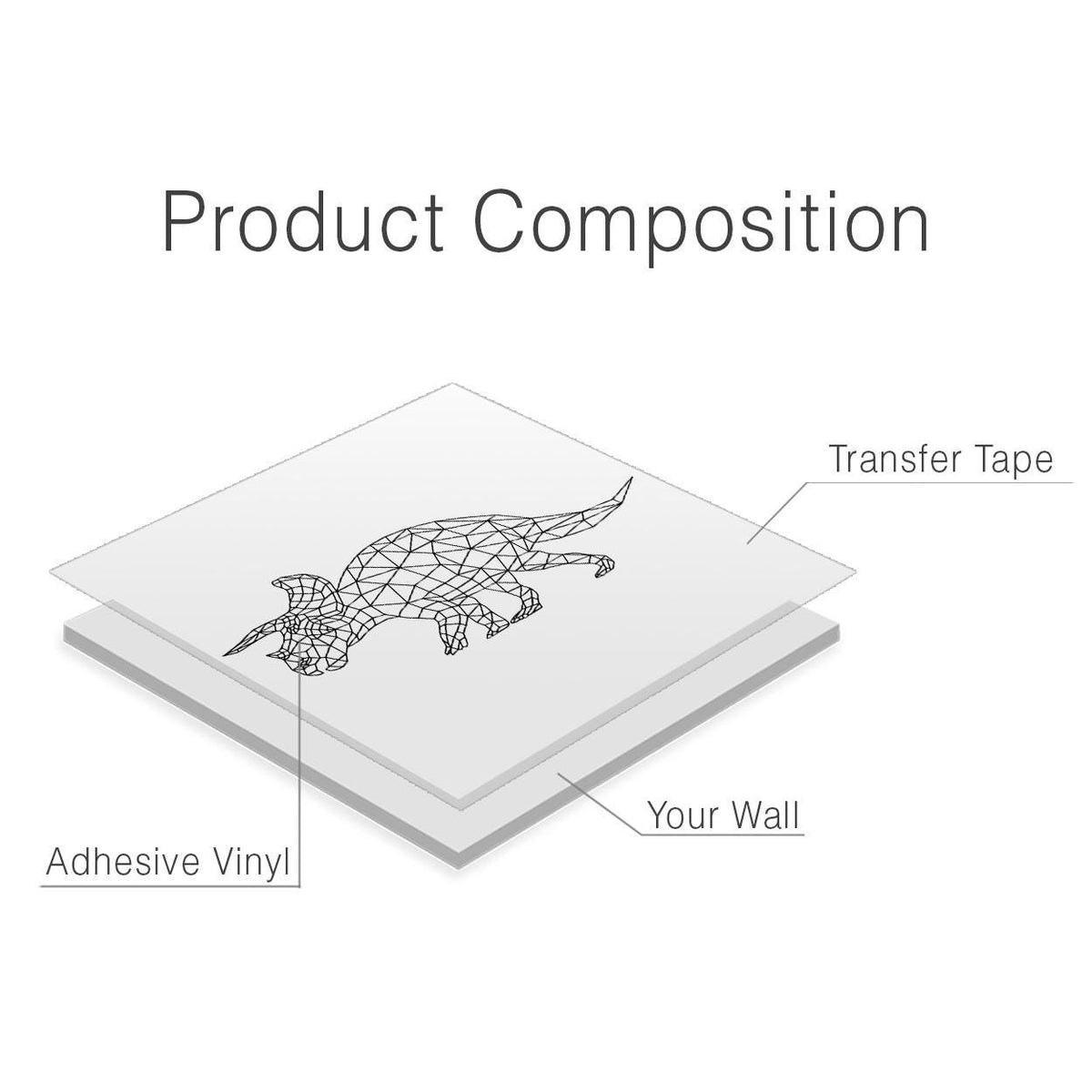Geometric Triceratops Wall Decal: Modern Dinosaur Vinyl Sticker for Kids Room
