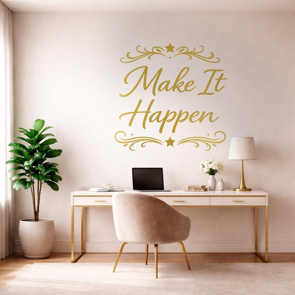 Make It Happen Wall Decal, Motivational Quote, Minimalist Office Decor, Vinyl Lettering