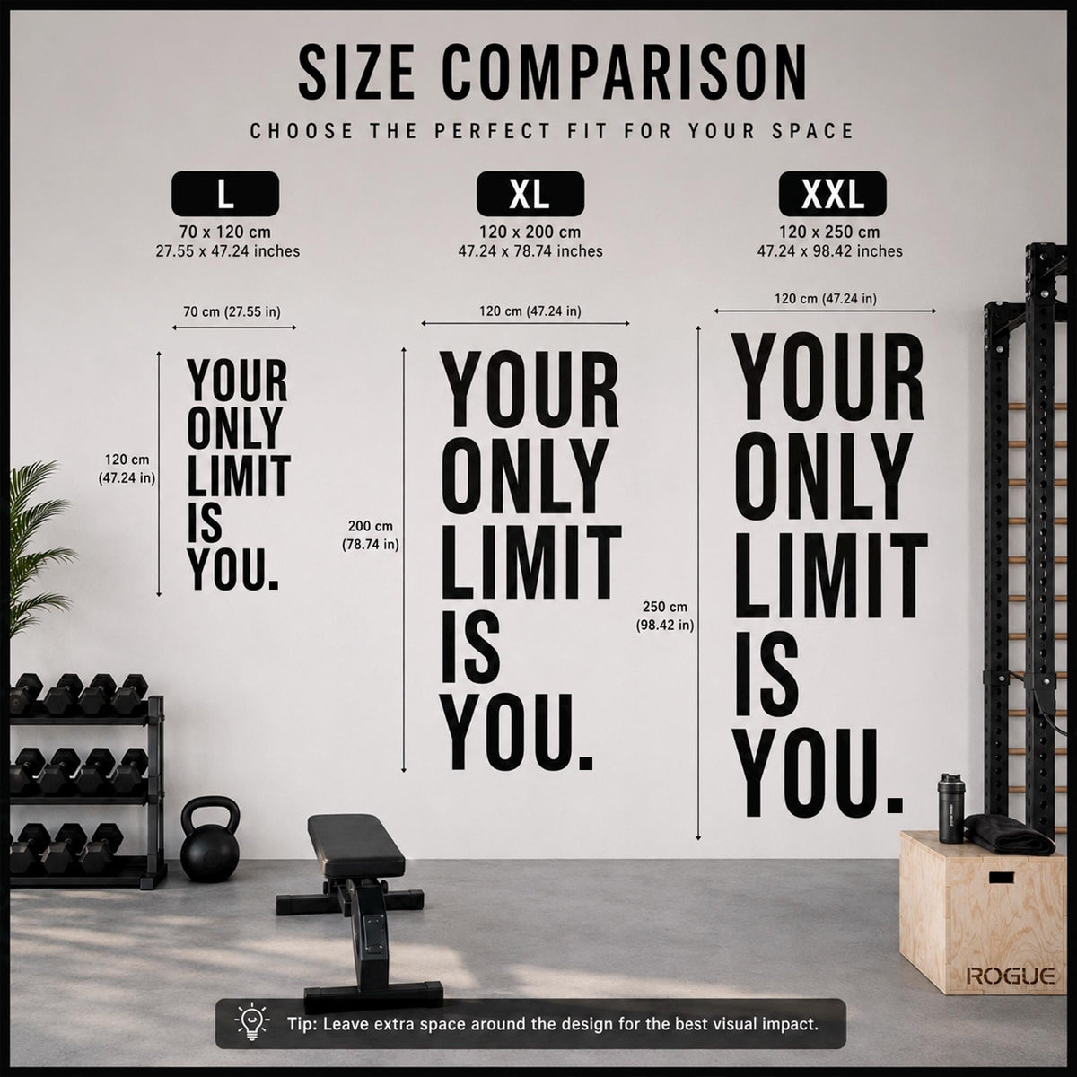 Personalized Home Gym Wall Decal - Your Only Limit Is You - Custom Name Motivational Vinyl Quote for Workout Room & Fitness Decor