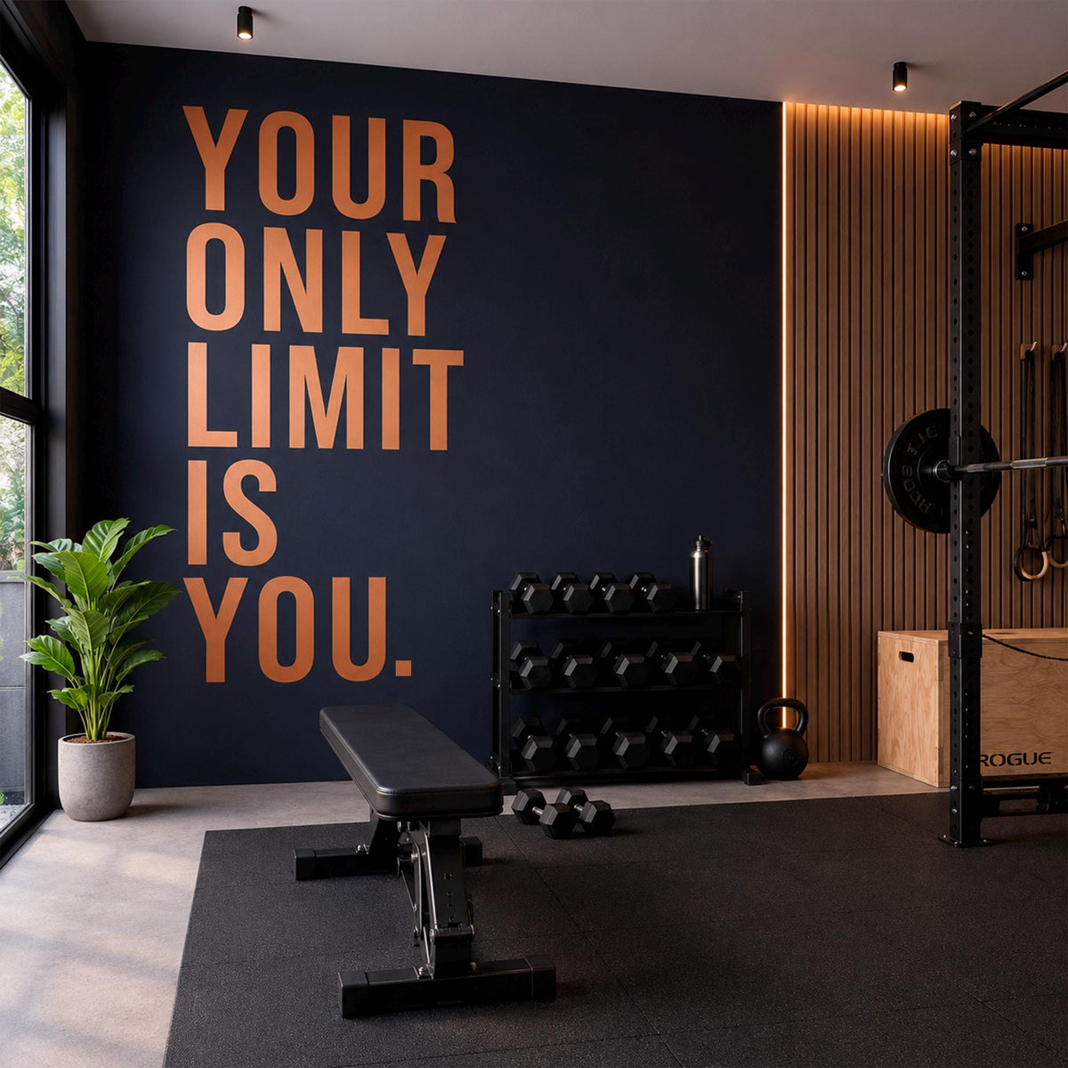 Personalized Home Gym Wall Decal - Your Only Limit Is You - Custom Name Motivational Vinyl Quote for Workout Room & Fitness Decor