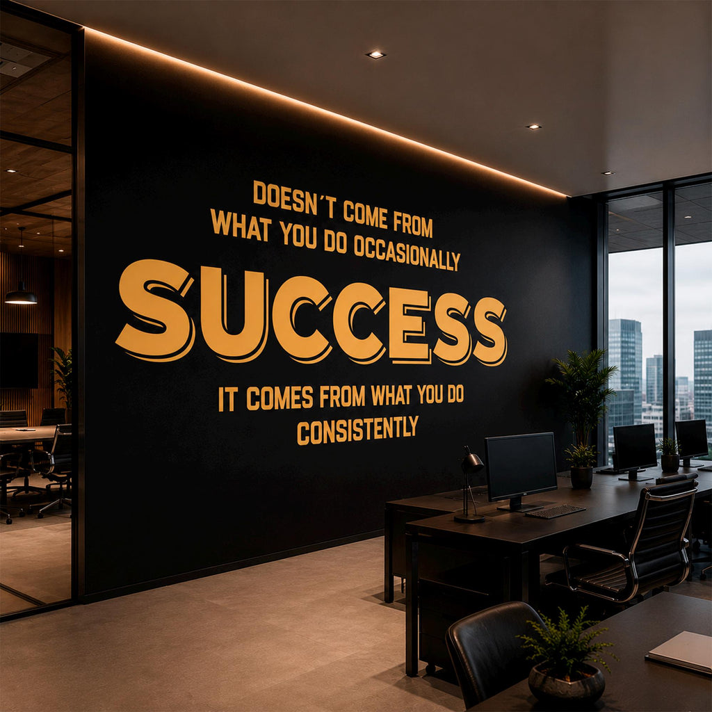 Office Wall Decal: Success Comes From Consistency Motivational Quote