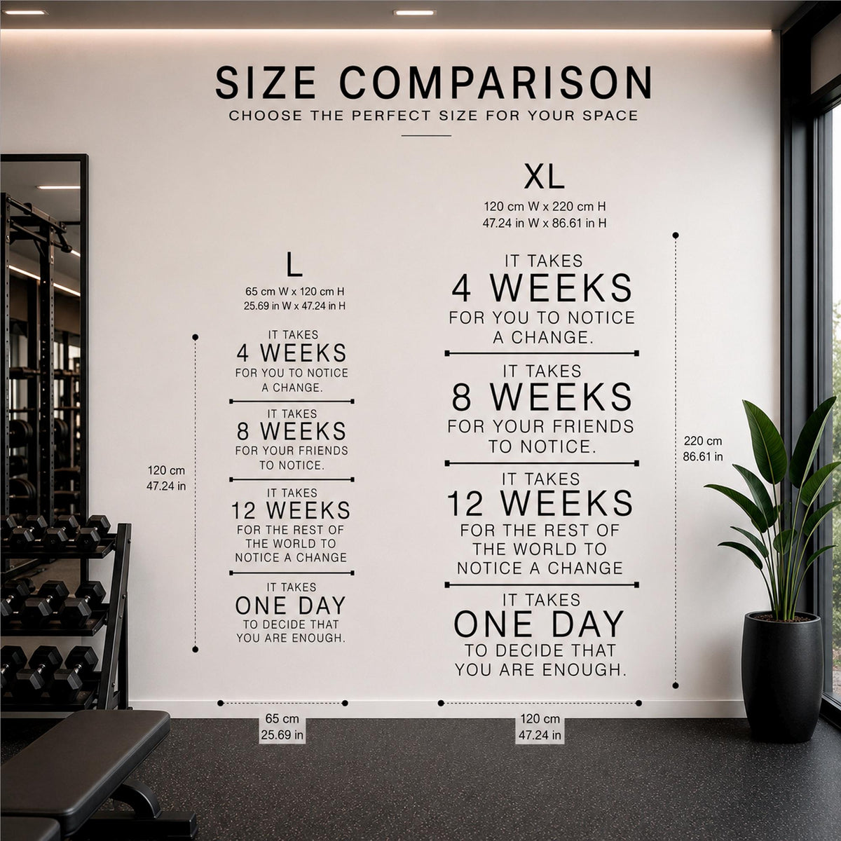 Motivational Gym Wall Decal, Fitness Quote Vinyl Sticker, Home Workout Art Sign