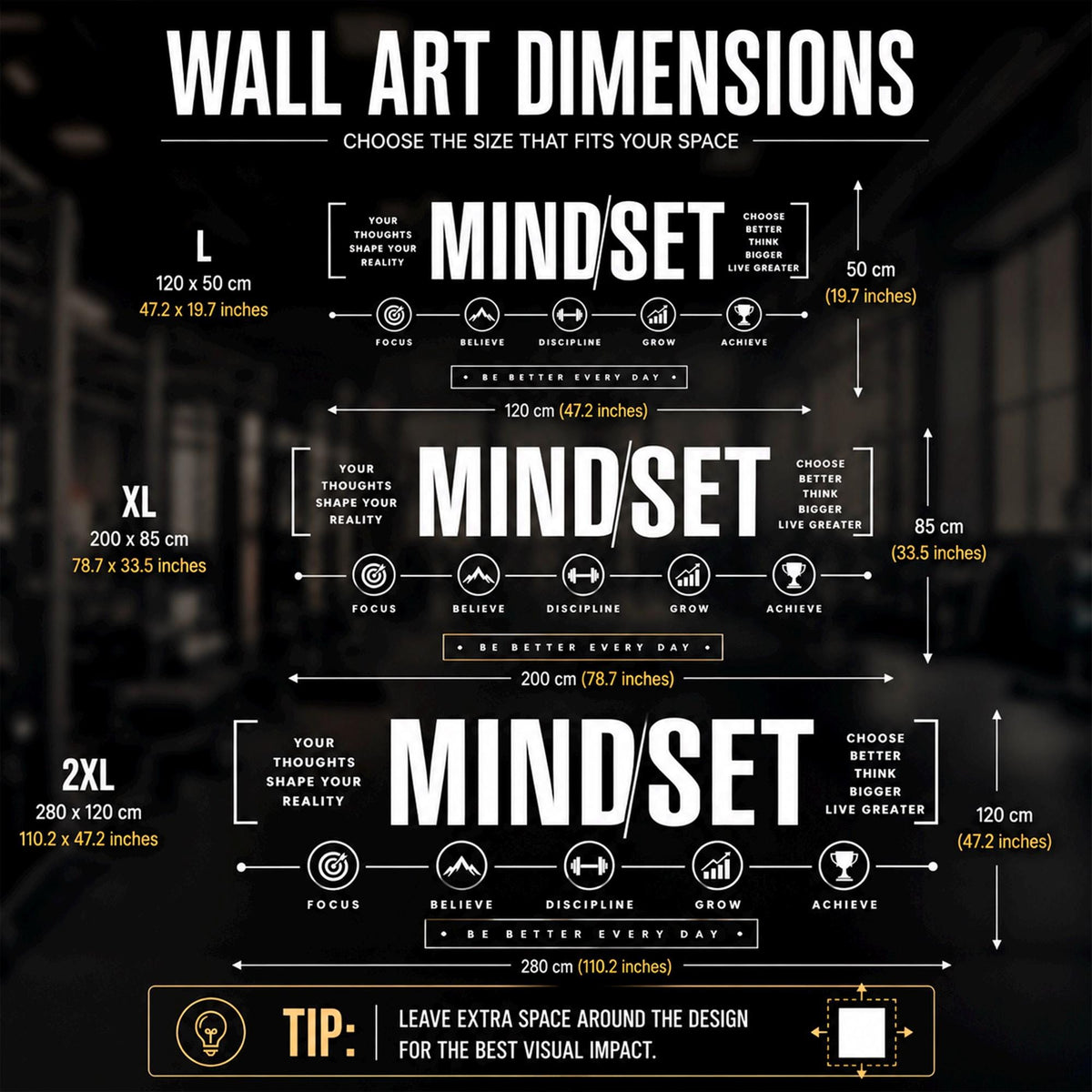 Mindset Gym Wall Decal: Motivational Vinyl Quote for Home Gym