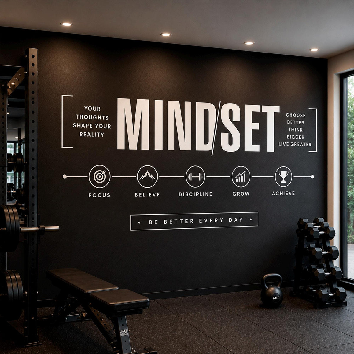 Mindset Gym Wall Decal: Motivational Vinyl Quote for Home Gym