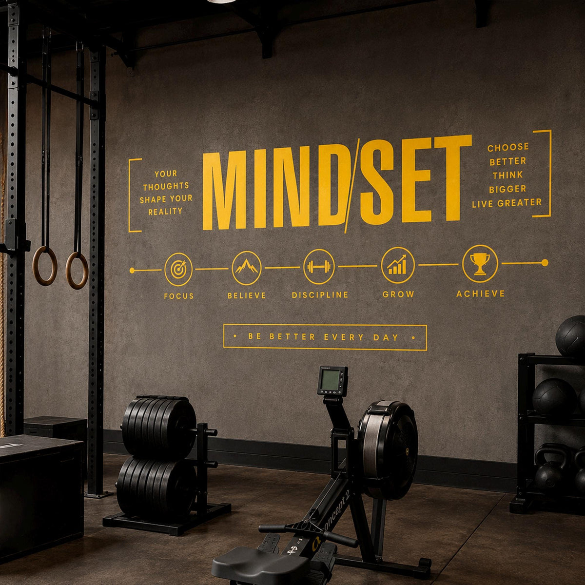 Mindset Gym Wall Decal: Motivational Vinyl Quote for Home Gym
