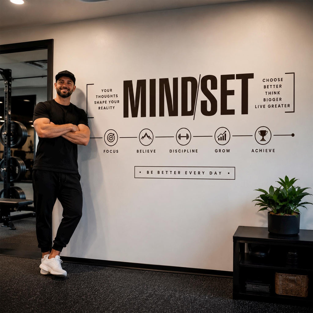 Mindset Gym Wall Decal: Motivational Vinyl Quote for Home Gym