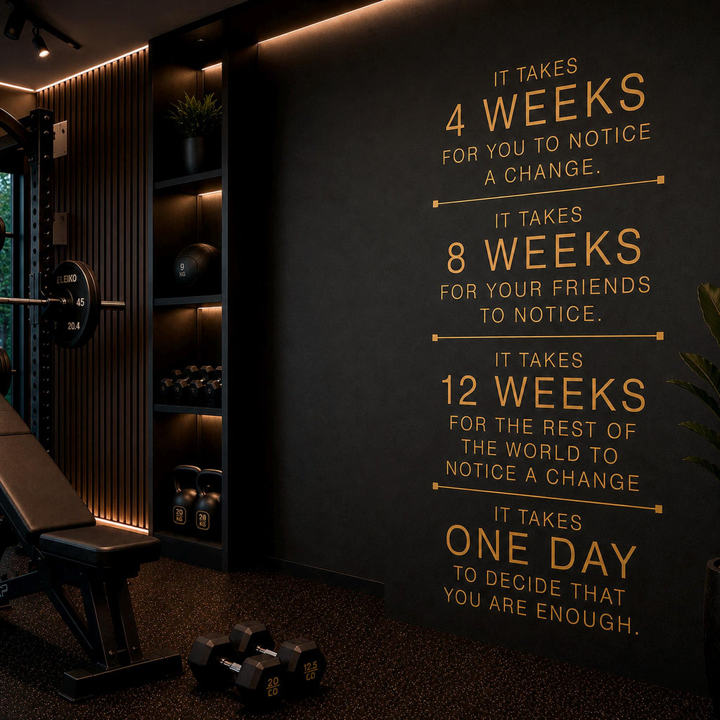 Motivational Gym Wall Decal, Fitness Quote Vinyl Sticker, Home Workout Art Sign