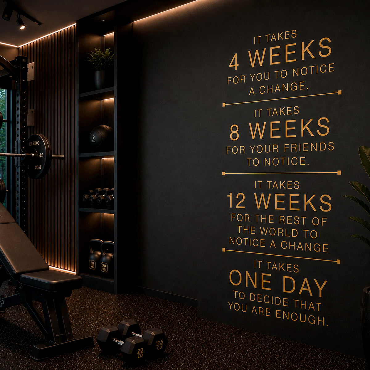 Motivational Gym Wall Decal, Fitness Quote Vinyl Sticker, Home Workout Art Sign