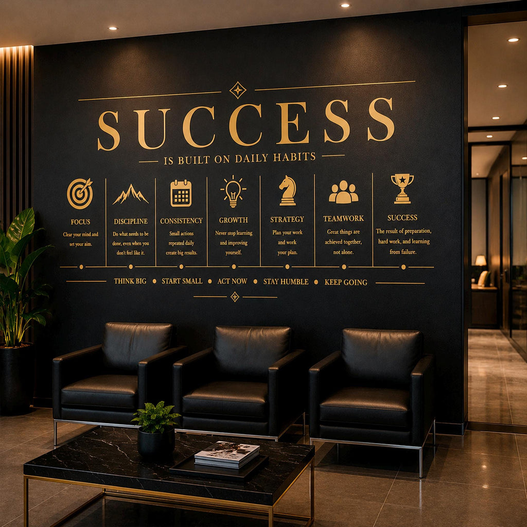Motivational Office Wall Decal, Success Business Sticker, Productivity Quote Art