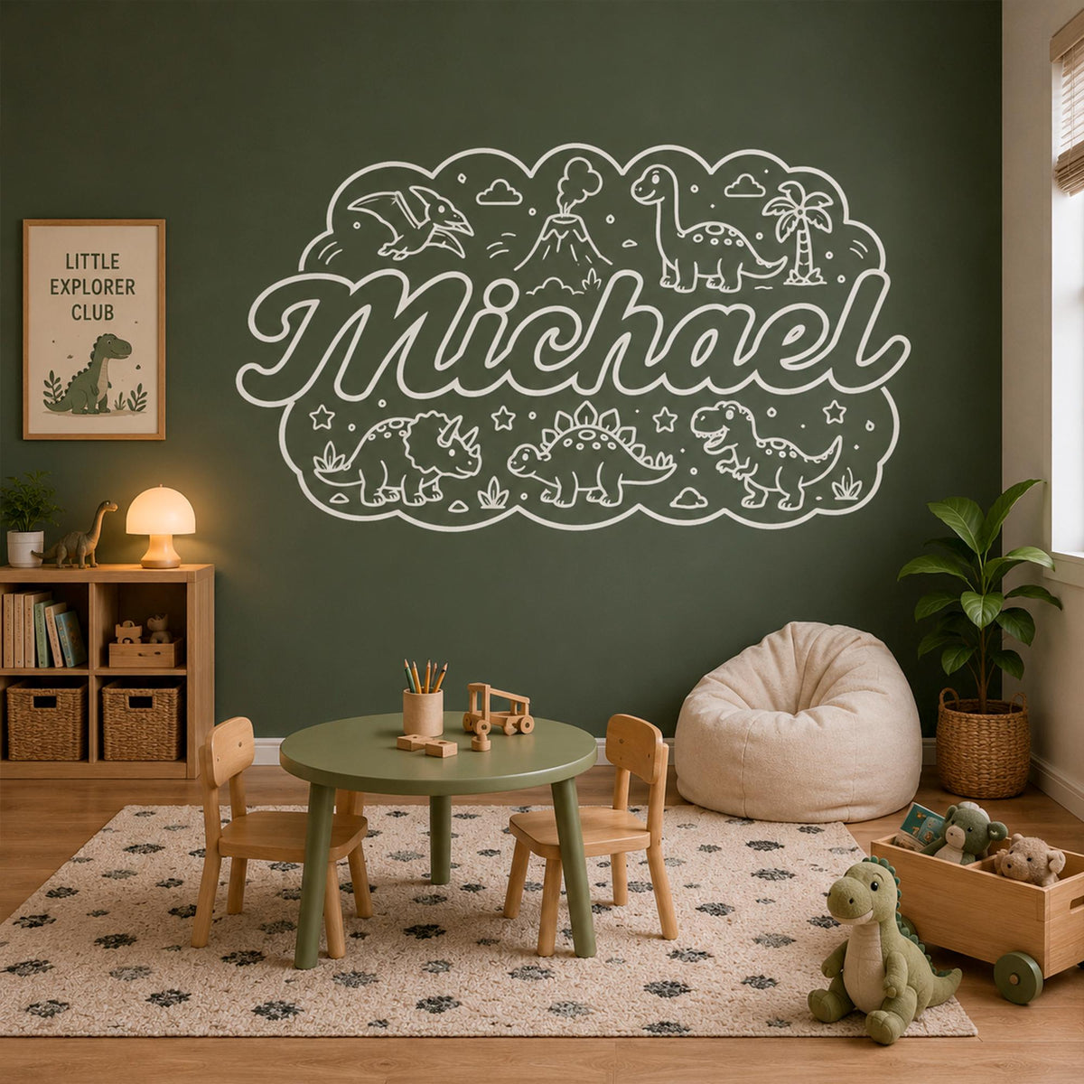 Dinosaur Name Wall Decal for Boys Room, Custom Kids Wall Art, Personalized Dinosaur Nursery Decor, Dino Bedroom Sticker