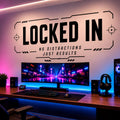 Locked In Gaming Wall Decal, Esports Gamer Room Decor, Streamer Battlestation Sticker