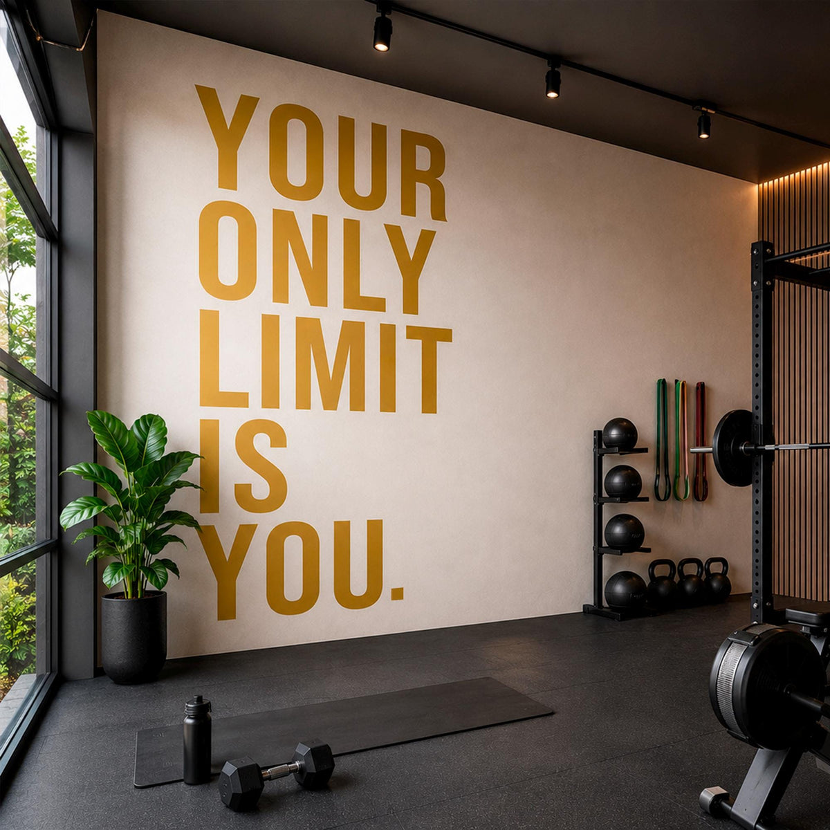 Personalized Home Gym Wall Decal - Your Only Limit Is You - Custom Name Motivational Vinyl Quote for Workout Room & Fitness Decor