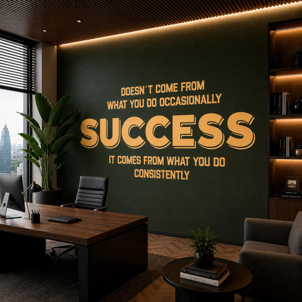 Office Wall Decal: Success Comes From Consistency Motivational Quote