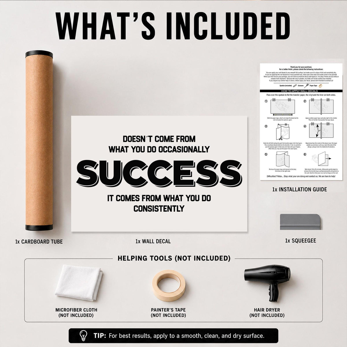 Office Wall Decal: Success Comes From Consistency Motivational Quote