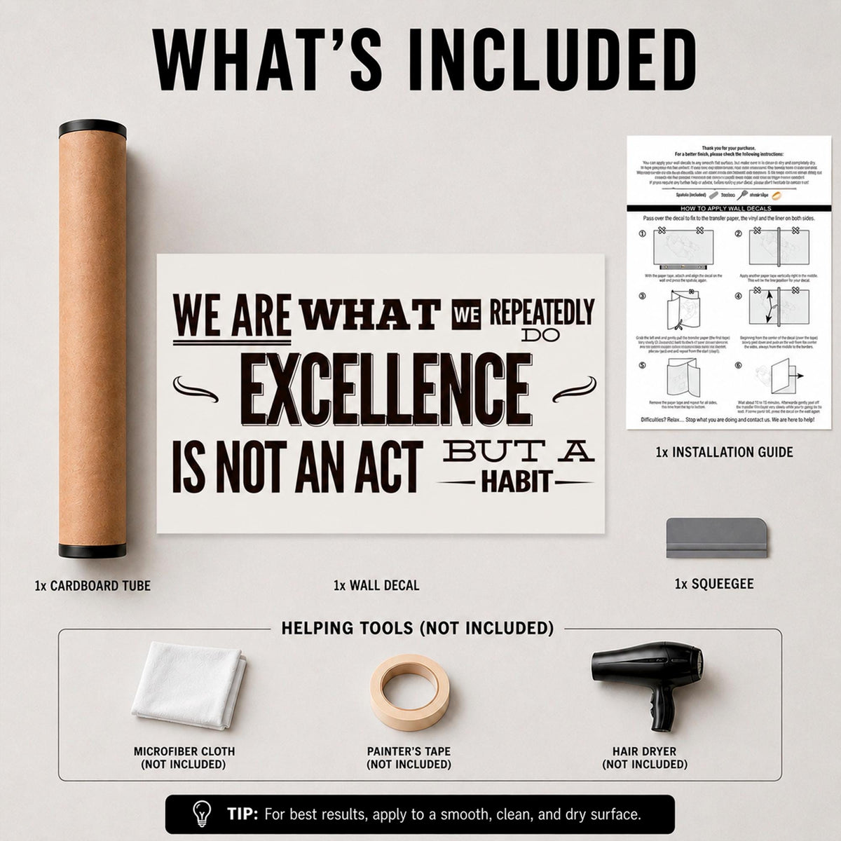 Aristotle Quote Wall Decal: Excellence Is A Habit Motivational Vinyl Art