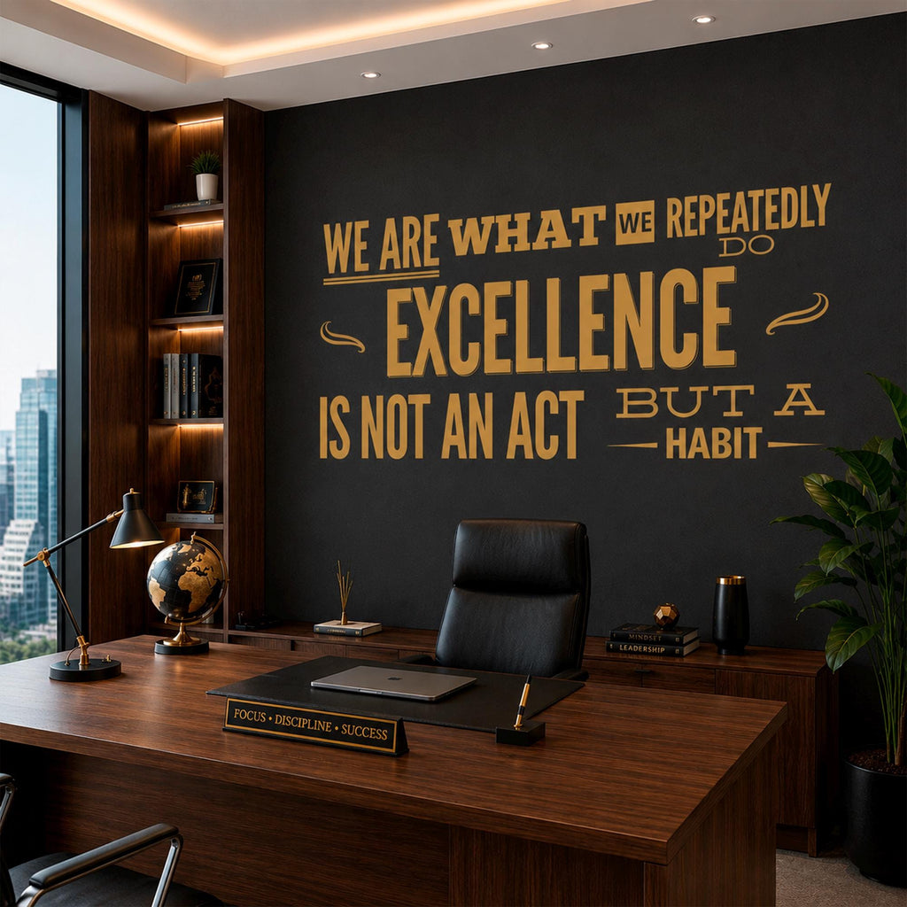 Aristotle Quote Wall Decal: Excellence Is A Habit Motivational Vinyl Art