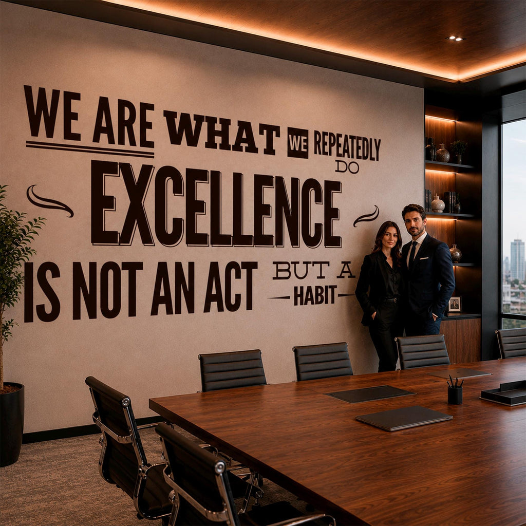 Aristotle Quote Wall Decal: Excellence Is A Habit Motivational Vinyl Art