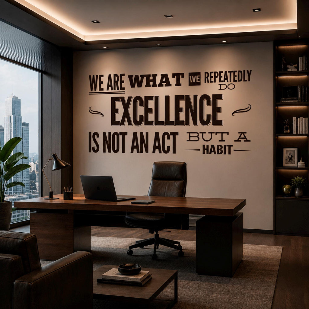 Aristotle Quote Wall Decal: Excellence Is A Habit Motivational Vinyl Art
