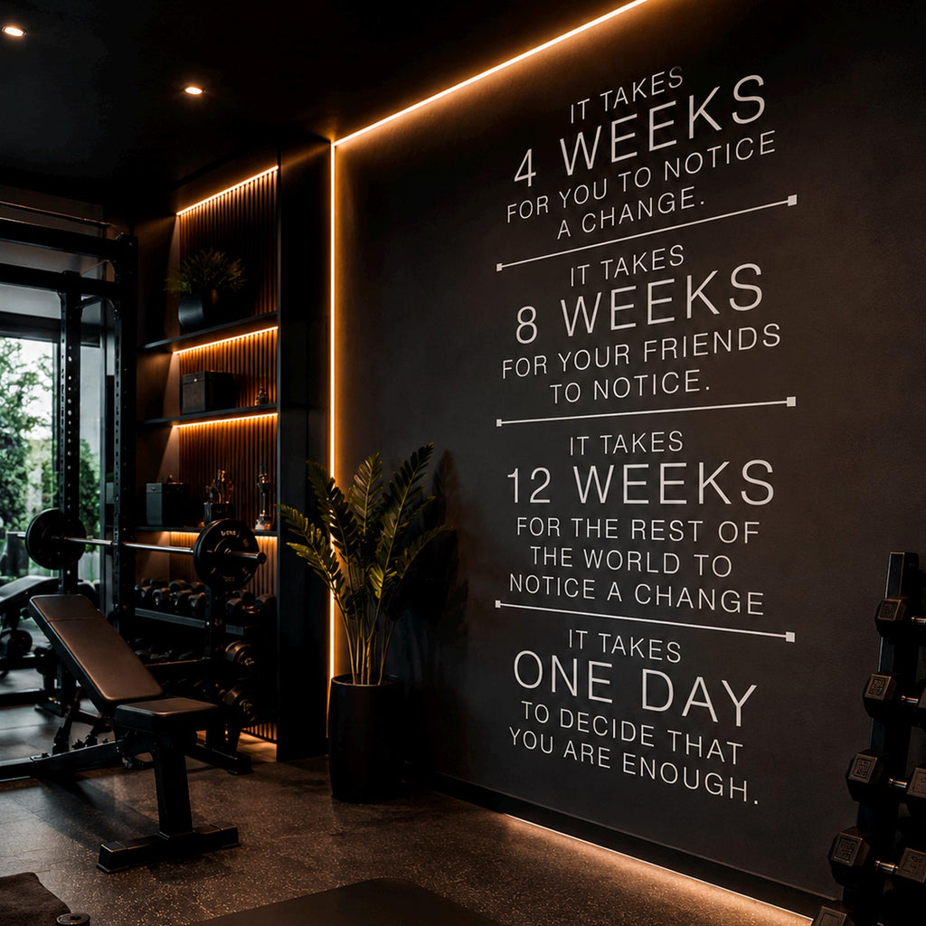 Motivational Gym Wall Decal, Fitness Quote Vinyl Sticker, Home Workout Art Sign