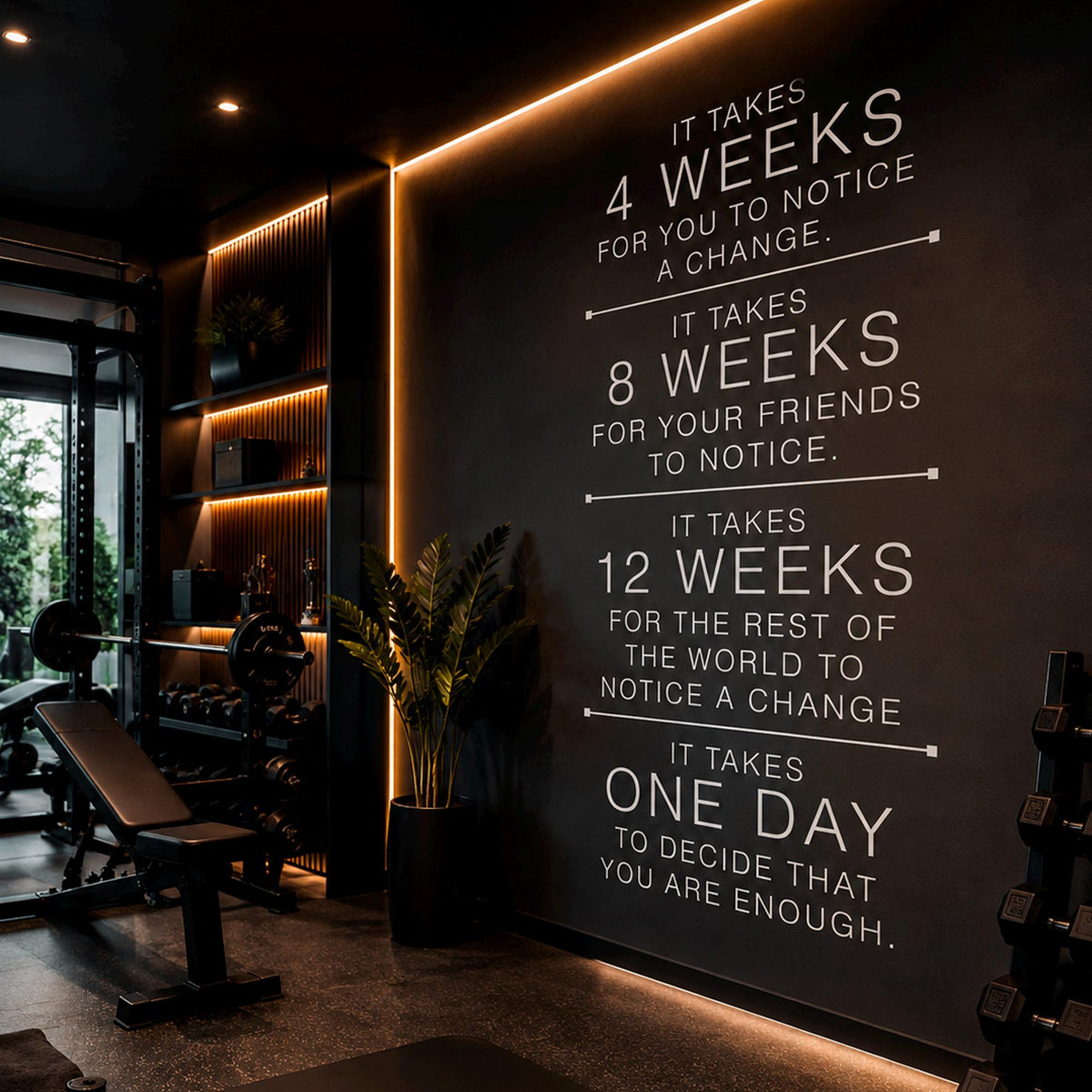 Motivational Gym Wall Decal, Fitness Quote Vinyl Sticker, Home Workout Art Sign
