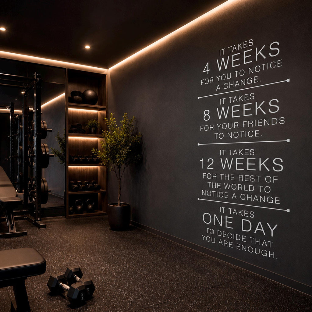 Motivational Gym Wall Decal, Fitness Quote Vinyl Sticker, Home Workout Art Sign