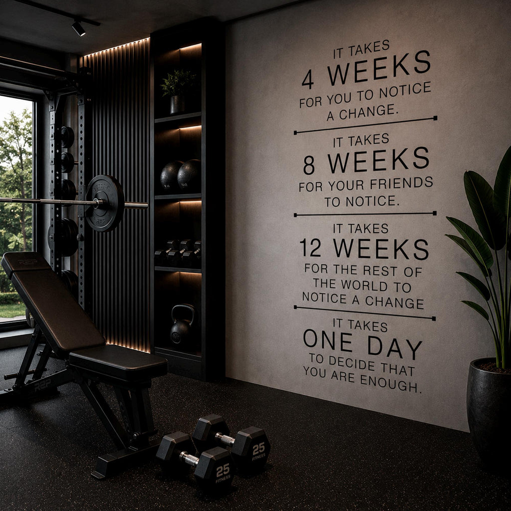Motivational Gym Wall Decal, Fitness Quote Vinyl Sticker, Home Workout Art Sign