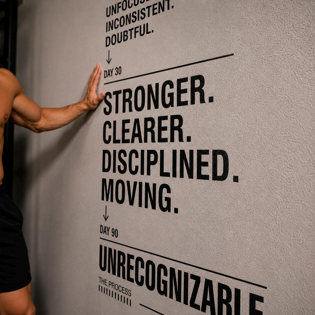 Process Gym Wall Decal, Motivational Vinyl Sticker for Home Gym Decor, Tired to Unrecognizable Workout Wall Art, Fitness Quote Sign
