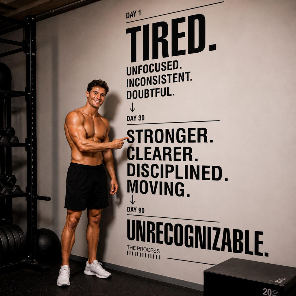 Process Gym Wall Decal, Motivational Vinyl Sticker for Home Gym Decor, Tired to Unrecognizable Workout Wall Art, Fitness Quote Sign
