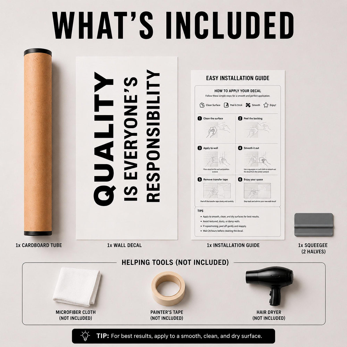 Quality is Everyone's Responsibility Wall Decal, Motivational Office Sign, Vinyl Wall Sticker