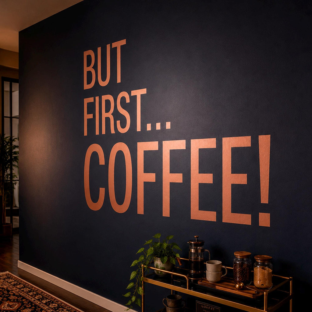 But First Coffee Wall Decal, Coffee Quote Vinyl Sticker for Home Office Decor, Kitchen Coffee Bar Wall Art, Coffee Lover Gift Sign