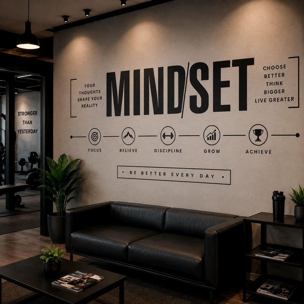 Mindset Gym Wall Decal: Motivational Vinyl Quote for Home Gym