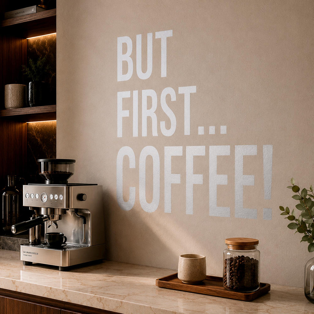 But First Coffee Wall Decal, Coffee Quote Vinyl Sticker for Home Office Decor, Kitchen Coffee Bar Wall Art, Coffee Lover Gift Sign