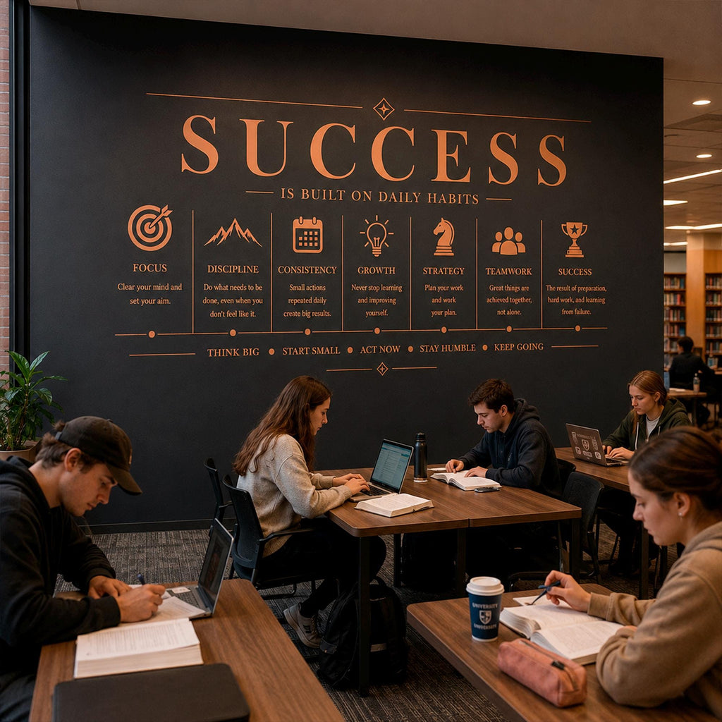 Motivational Office Wall Decal, Success Business Sticker, Productivity Quote Art